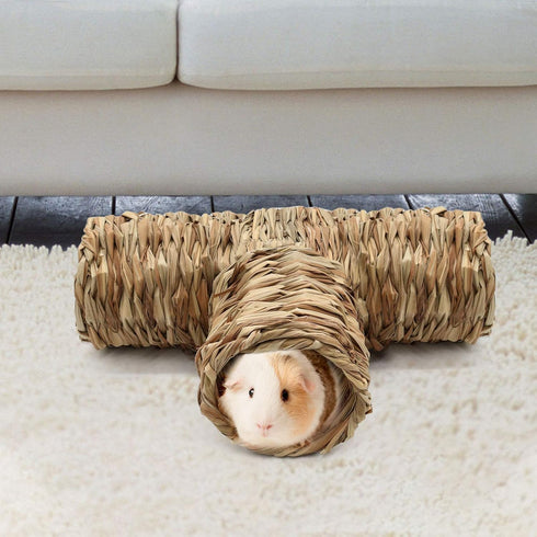 BWOGUE Hamster Grass Tunnel Toy, Nature's Hideaway Tunnels and Tubes for Guinea Pig, Rats, Syrian Hamster, Chinchilla,