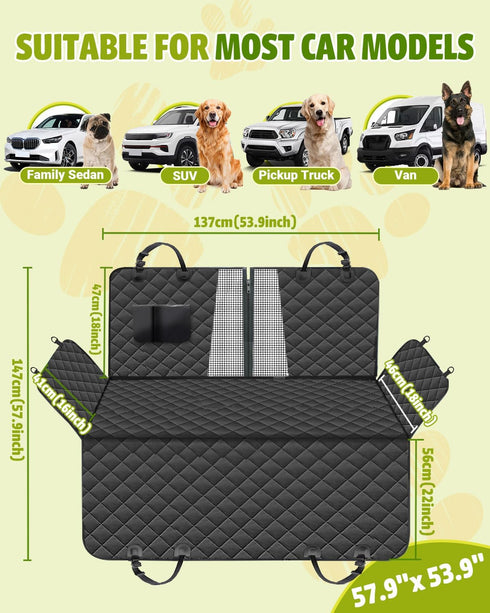 600D 100% Hammock Dog Car Seat Cover, Heavy Dute Durable Car Seat Cover for Dogs Pets, Waterproof Scratch Proof Nonslip