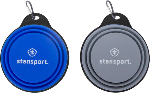 Stansport Collapsible Silicone Travel Bowls, 2 Pack in Grey and Blue, Large Size