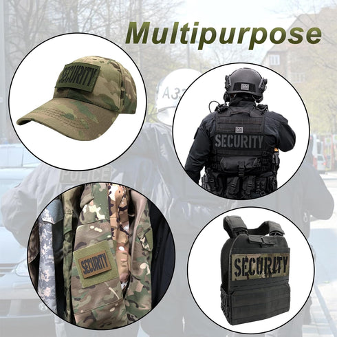 Security Patch Reflective Laser Cut 4"×1.4" for Jacket, Enforcement Plate Carrier Tactical Vest Uniforms with Hook and