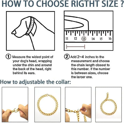 Black Dog Chain Collar, 3/4 Inch Width Cuban Link Durable Necklace for Pit Bulldogs, Light Metal Jewelry 20"