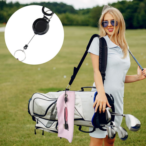 PAGOW Golf Cleaning Kit, Microfiber Towels, Club Groove Cleaner Brush, Foldable Divot Tool, Pink