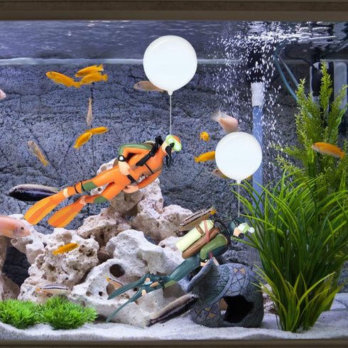 Fish Tank Diver Floating Ornament, Cute Cartoon Diver with Floating Device, Aquarium Landscape Decoration