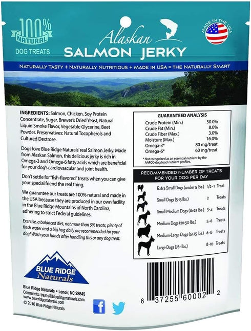 Blue Ridge Naturals Oven Baked Salmon Jerky Dog Treats, 3 Pack, 3 Pounds Total