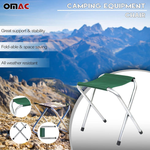 OMAC Portable Waterproof Camping Chair - Green Folding Seat for Outdoor Adventures