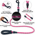 2 Pack Dog Leash 5 FT Thick Durable Nylon Rope with Padded Handle, Reflective Leash for Medium Large Dogs (Black+Pink)