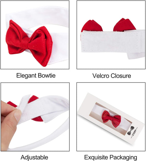 ZTON Handcrafted Adjustable Formal Pet Bowtie Collar Neck Tie for Dogs & Cats (L, Red)