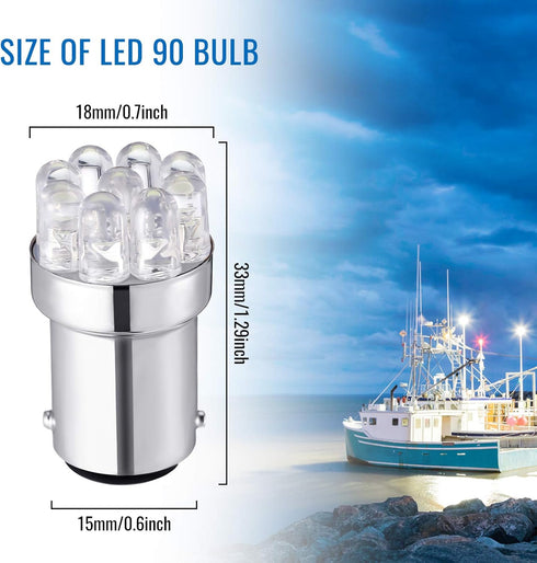 Honoson 4 Pieces LED 90 Bulb 1004 Marine Replacement Bulb for Boat Navigation Lights, DC 12v