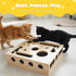 Yumcute 3 Cat Nail File Enrichment Box - Wooden Scratch & Puzzle Toy with Bell Balls, Sandpaper Pad for Indoor Cat Claw