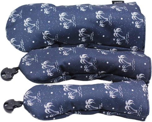 Golf Club Head Covers 3 Pack | Waterproof Cloth Head Covers for Driver/Fairway Wood/Hybrid Fit All Brands