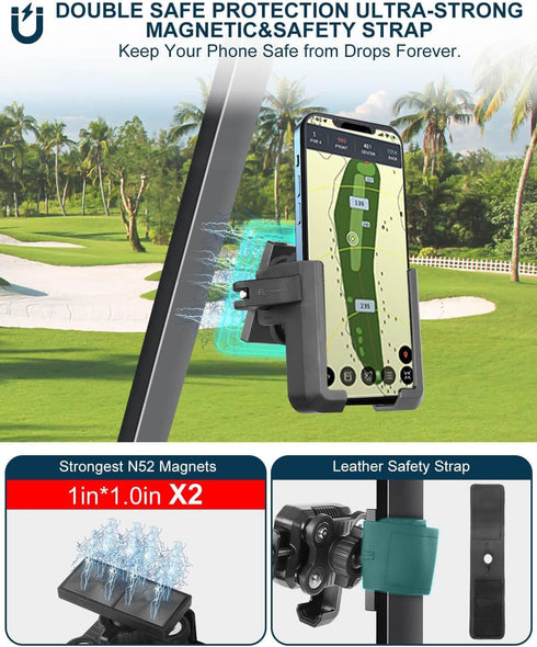 Golf Cart Phone Holder Mount - Magnetic with Vibration Dampener for EZGO/Club Car/Yamaha/ICON/Zone