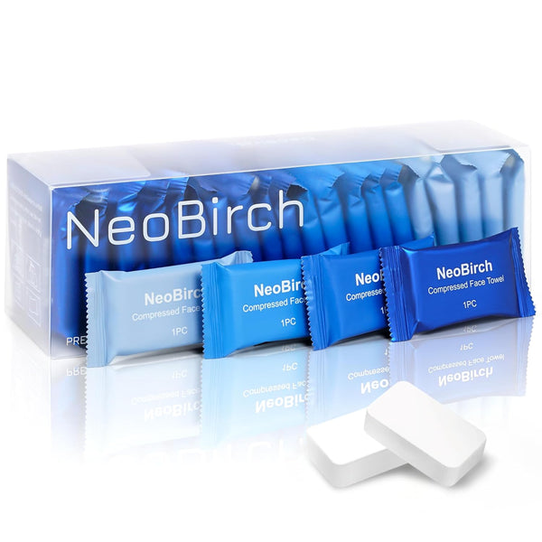 NeoBirch 40Pcs Premium Disposable Compressed Face Towels Tablets Large Size Extra Thick Portable