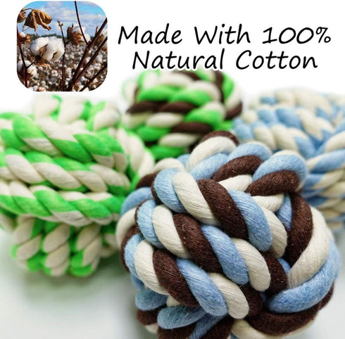 Dog Toys for Medium Breed Dogs, 4-Pack Cotton Rope Dog Ball for Aggressive Chewers, Indoor and Outdoor Play