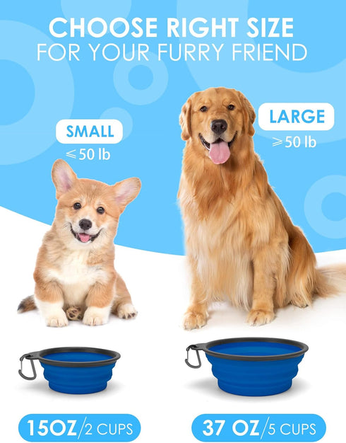 Aonkey Collapsible Dog Bowls with Bottle Carrier, 2 Pack Travel Water Bowl, Upgraded Carabiner, Foldable Silicone for