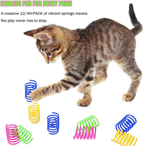 (12Pcs) Cat Toys Spring - Interactive Cat Toy & Kitten Toys with Durable Plastic Coils for Swatting, Biting, Hunting