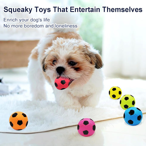 2'' Latex Squeaky Dog Soccer Ball Toys, Vibrant Colors, Dog Football Ball for Puppy Small Medium Dogs (6 Pcs/Set)