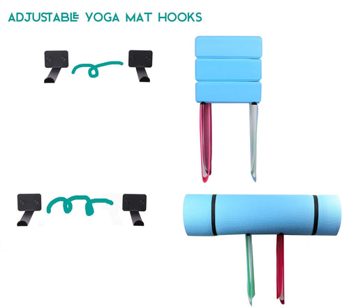 Yoga Mat Storage Rack Wall Mounted Wall Holder,4 Pcs 2 Set Multi Purpose Exercise Mat Wall Hanger Wall Hooks for Storing Yoga Mats,Yoga Blocks, Foam Roller,Exercise Mat by Haocute