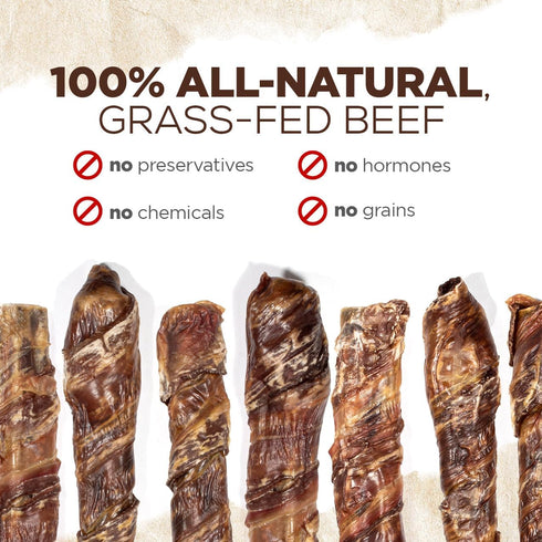 (6, 5-Pack), 2-in-1 Natural Farm Power Beef Sticks Dog Chews Power Chews: Premium Bully Cheek Wrapped in Beef Esophagus