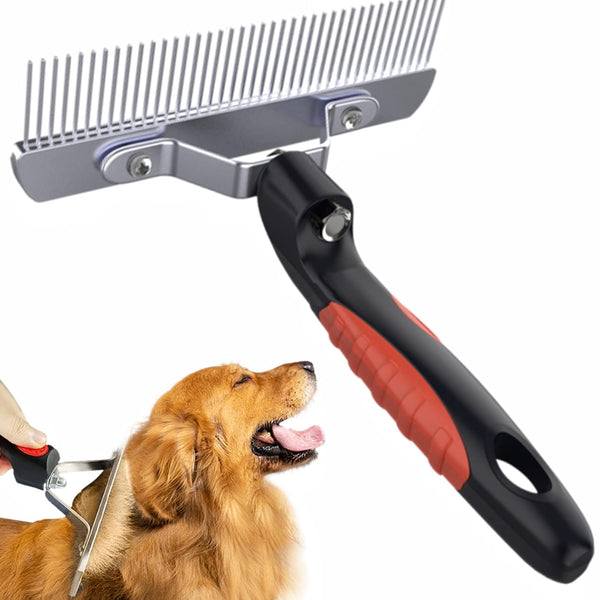 Undercoat Rake for Dogs, Long Tooth Grooming Rakes Brush with Anti-Slip Handle for Shedding Long Hair Pets