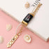Pearl Beaded Bands for Fitbit Charge 6/Charge 5, Stylish Gold Love Shape Link Chain Jewelry Bracelet