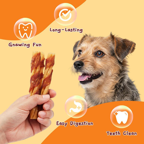 5-Inch (22-Count), 14.1oz Jungle Calling Chicken Collagen Sticks Long Lasting Dog Chews, Duck Wrapped Dog Treats