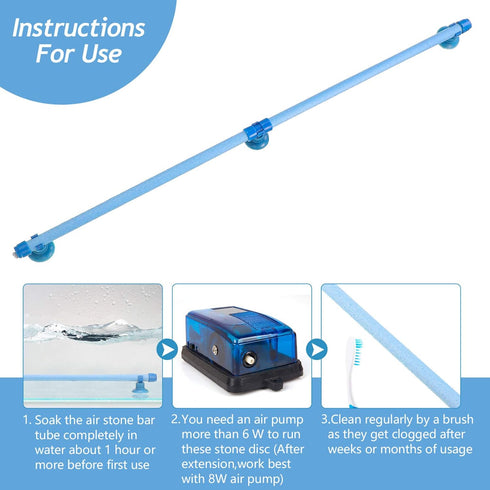 Honoson 4 Pieces Air Stone Bar, 10 Inch with Suction Cups, Aquarium Bubble Wall Tube for Hydroponics Pump