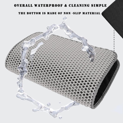 HCY&WLD Cat Litter Mat, 45x26/35x24/30x22/24x18 Inch, Double Layer Non-Slip Waterproof Cat Litter Catcher Mat, Black