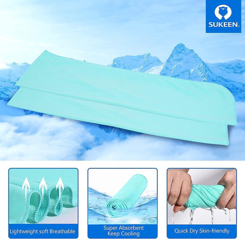 Sukeen Cooling Towel (40"x12"), Soft Breathable Microfiber Towel for Yoga, Sport, Running, Gym, 8 Pack