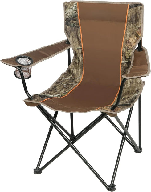 CLMSTE Soft Arm Camo Quad Camp Chair with Cupholder, Adult
