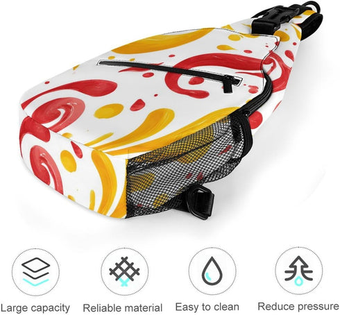 Generic Backpack 38x20cm Ketchups Mustards Fireworks Splashes Swirls Crossbody Sling Bags Travel Chest Bag Casual