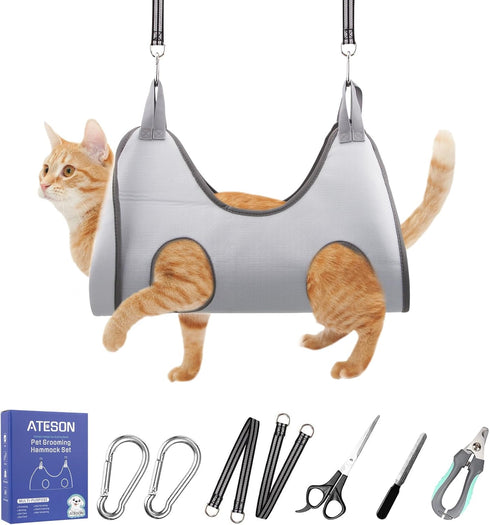 ATESON Pet Grooming Hammock Harness for Small Dogs & Cats Nail Trimming,