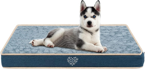 VANKEAN Waterproof Dog Crate Pad Bed Mat - Reversible Pet Crate Mattress for Cats and Dogs, Navy/Grey