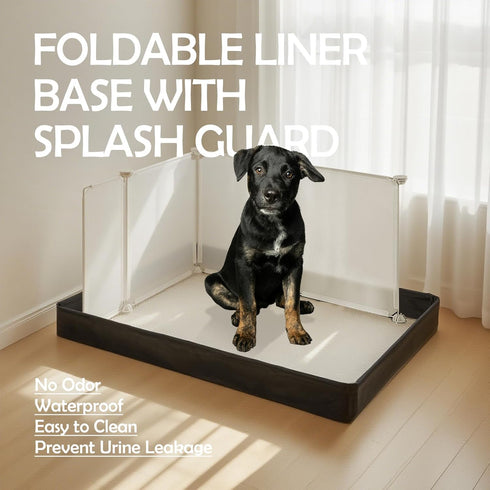 MEEXPAWS Dog Pee Pad Holder Foldable with Dog Litter Box Enclosure High Wall, Puppy Pad Holder Tray Liner Base with DIY