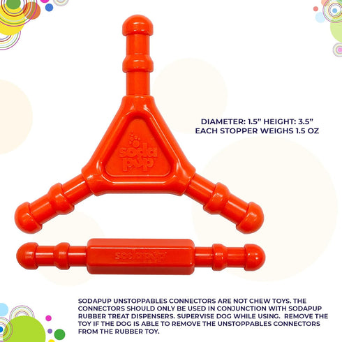 SodaPup Unstoppables Connectors, 2 Pack, Non-Toxic PETstrong Nylon Treat Dispenser Chew Toys for Medium & Large Dogs,