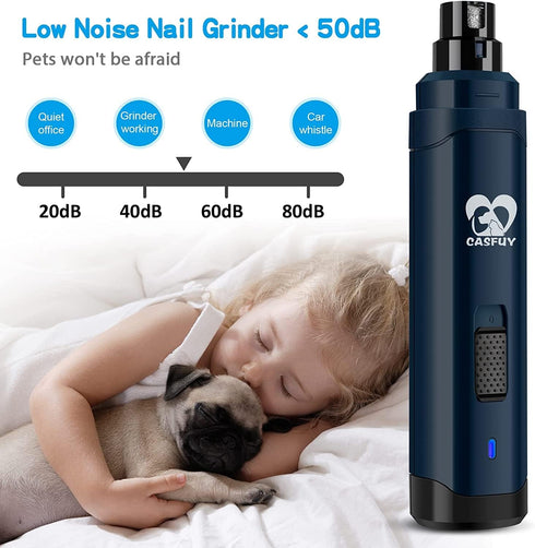 Casfuy Upgraded Dog Nail Grinder, Professional 2-Speed Electric Rechargeable Trimmer for Small Medium Large Dogs & Cats