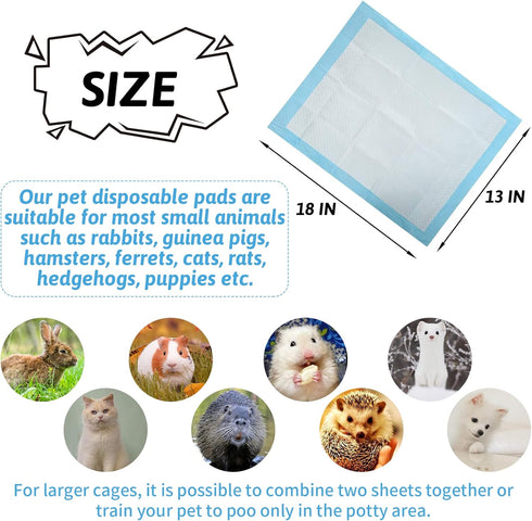 100 Chinchillas Tfwadmx Pcs Rabbit Pee Pads Disposable Cage Liners Leak-Proof Super Absorbent Potty Training Pad