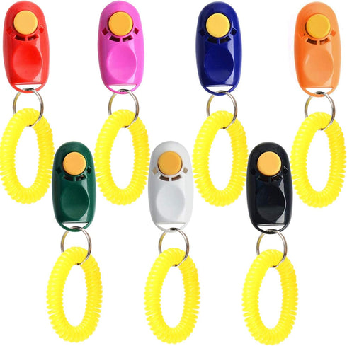 Coolrunner 7pcs Universal Animal Pet Dog Training Clicker, 7 Color with Wrist Bands Strap