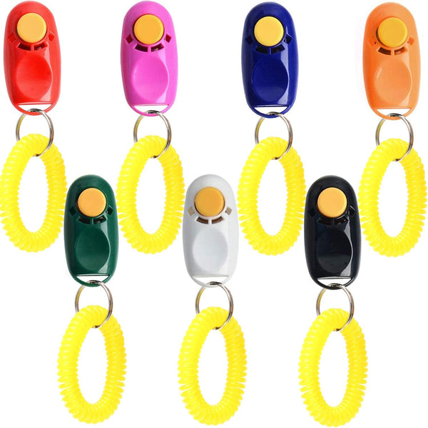 Coolrunner 7pcs Universal Animal Pet Dog Training Clicker, 7 Color with Wrist Bands Strap