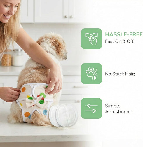 HGJLM 3 Reusable Dog Diapers Female Washable Premium Doggie Diaper for Dogs Paired with Disposable Urine Pads Highly