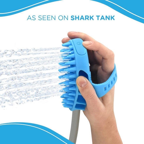 Aquapaw Dog Bath Brush Pro & Shower Attachment - Large Silicone Rubber with 8ft Hose for Bathing