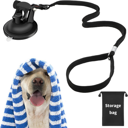 Dog Bathing Tether with Heavy Suction Cup, Soft Nylon Leash with Adjustable Collar for Pet Dog Cat Shower and Grooming