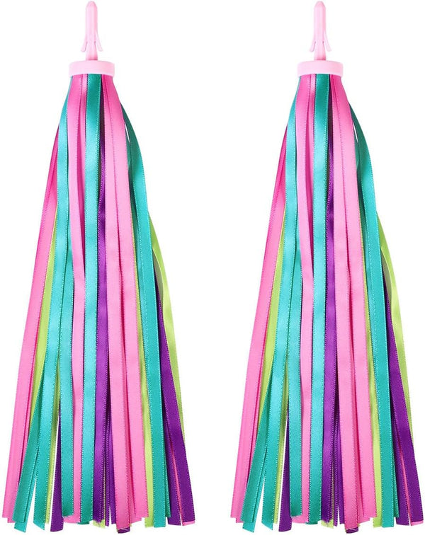 Bike Handlebar Streamers, 1Pair Colorful Bike Tassels Handlebar Rainbow Streamers for Girls
