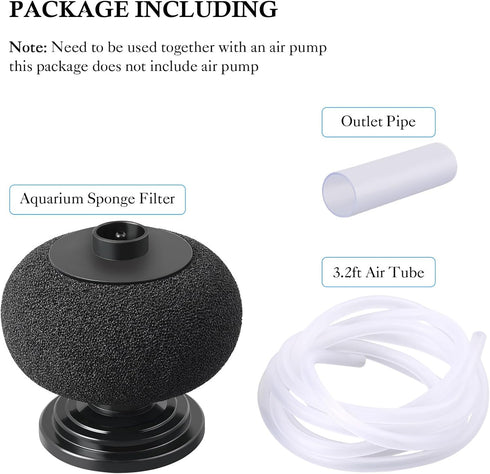 HITOP 7in Aquarium Bio Sponge Filter for 5-40 Gallon Fish Tanks, Quiet Air-Powered Filter for Betta, Shrimp, Fry