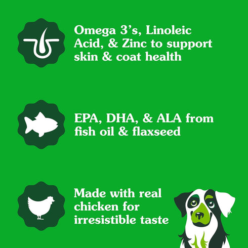 Greenies Skin & Coat Supplement for Dogs, 80-Count Tub Soft Chews with Fish Oil, Omega-3s, and Linoleic Acid