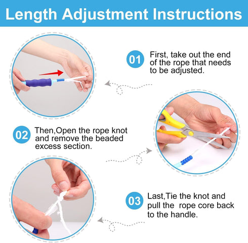 GRAWUN Kids Jump Rope - Soft Beaded Adjustable Length Tangle-Free Skipping Rope for Fitness