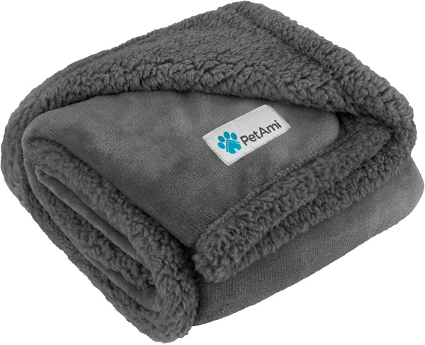 PetAmi Dog Blanket Dark Gray, for Medium Large Dogs, Soft Reversible Washable Couch Cover 40x60