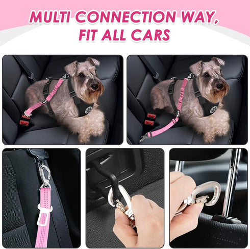 Lukovee Dog Seat Belt for Car, Adjustable Dog Car Harness for Large Medium Small Dogs, Soft Padded & Breathable Mesh