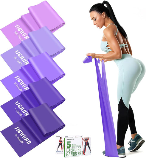 Resistance Bands Set, 5 Pcs Elastic Stretch Bands for Yoga Pilates Fitness Stretching Strength Training