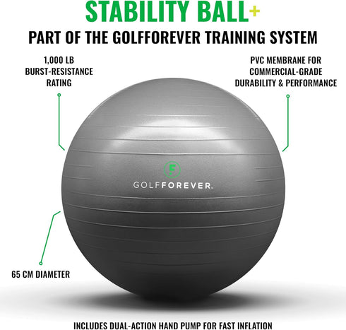 Stability Ball for Golf Training | Proven by Scottie Scheffler | 65cm Grey