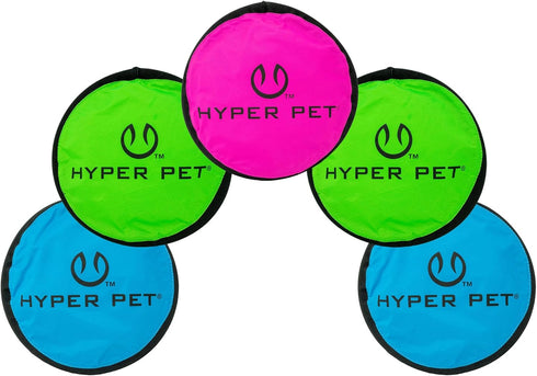Hyper Pet Flippy Flopper 9" Flying Disc - Soft Dog Toy, Floats in Water, Pack of 5 (Colors May Vary)